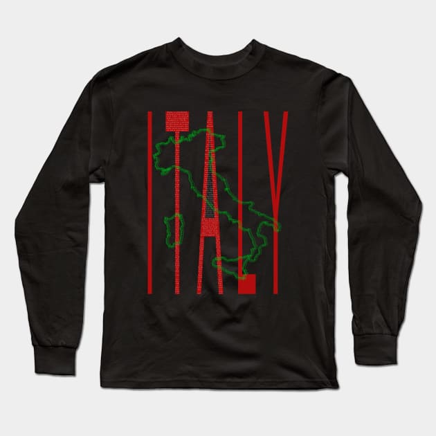 Italy Text And Map Long Sleeve T-Shirt by Raimondi